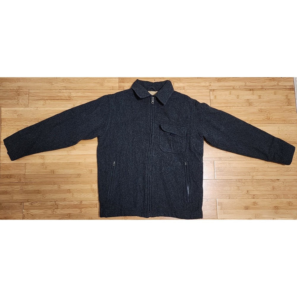 Vintage Y2K Abercrombie & Fitch Jacket Mens Small Black Wool Blend Coat Full Zip